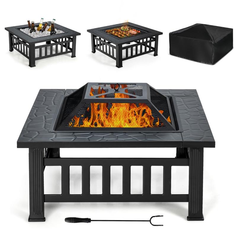 Outdoor Camping Fire Pit - 32인치 3 in 1 야외 사각형