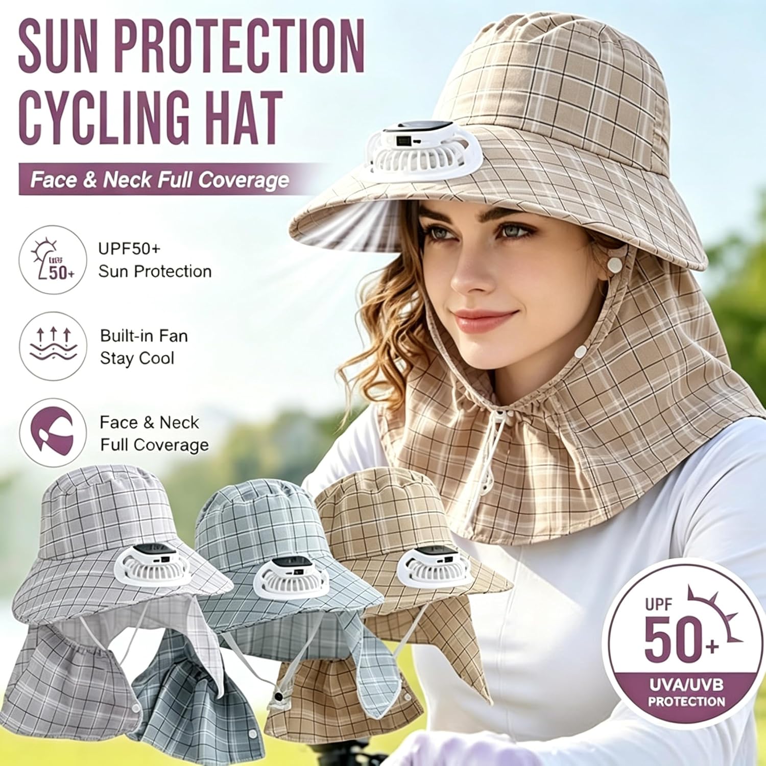 Outdoor Camping Fans - 1PC 태양광 넥 가드 팬 모자