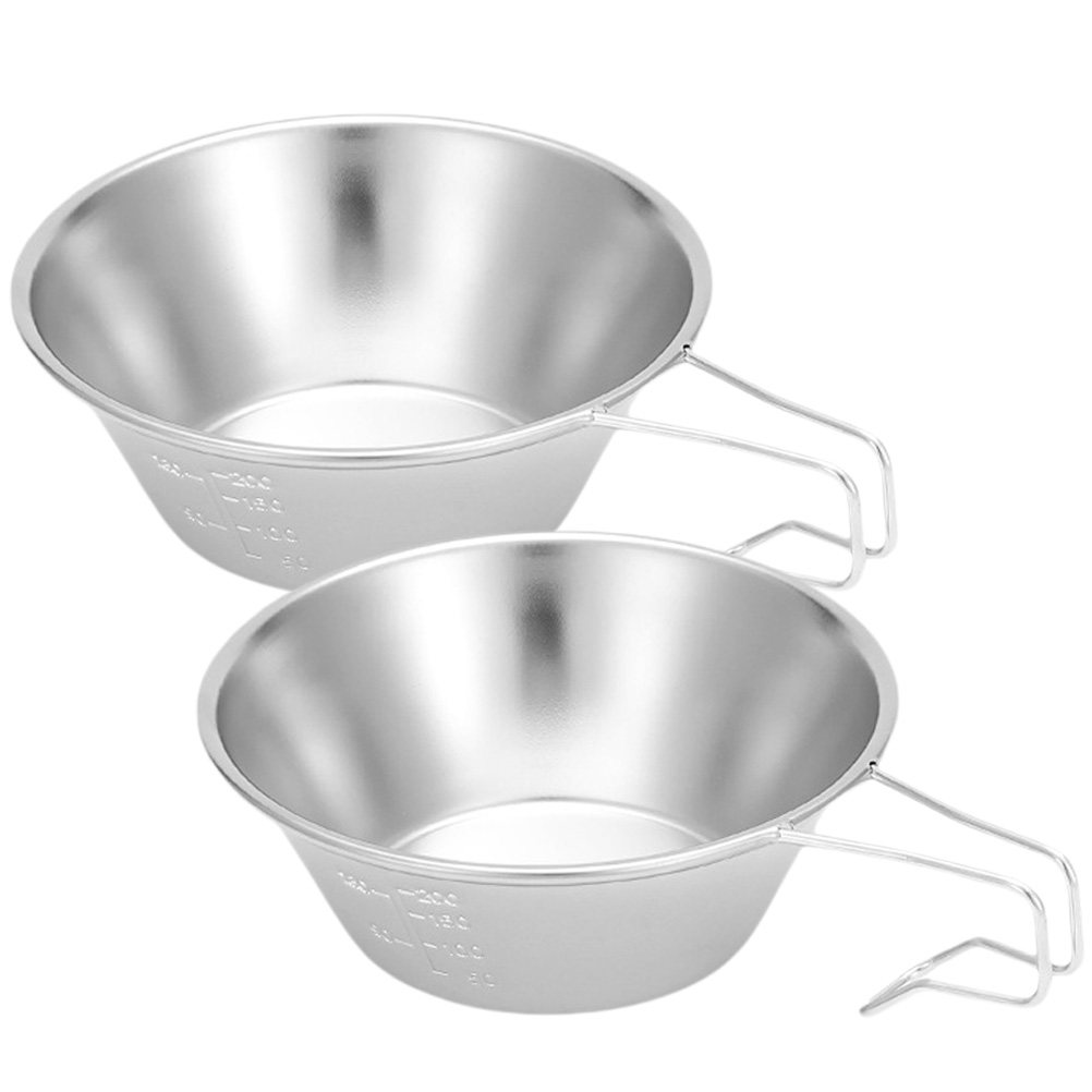 Outdoor Camping Food - 2Pcs 스테인레스 스틸 캠핑 그릇 접이식