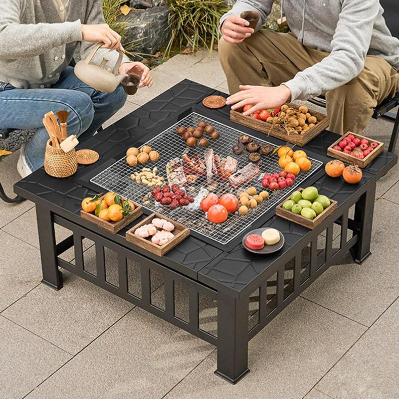 Outdoor Camping Fire Pit - 캠핑 장작 스토브 사각 화덕, 바베큐