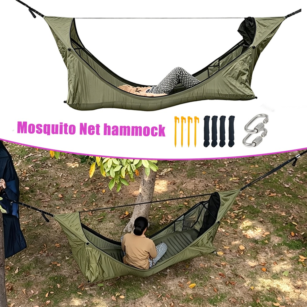 Outdoor Camping Hammock - 모기장이 있는 플랫 해먹 스윙 캠핑