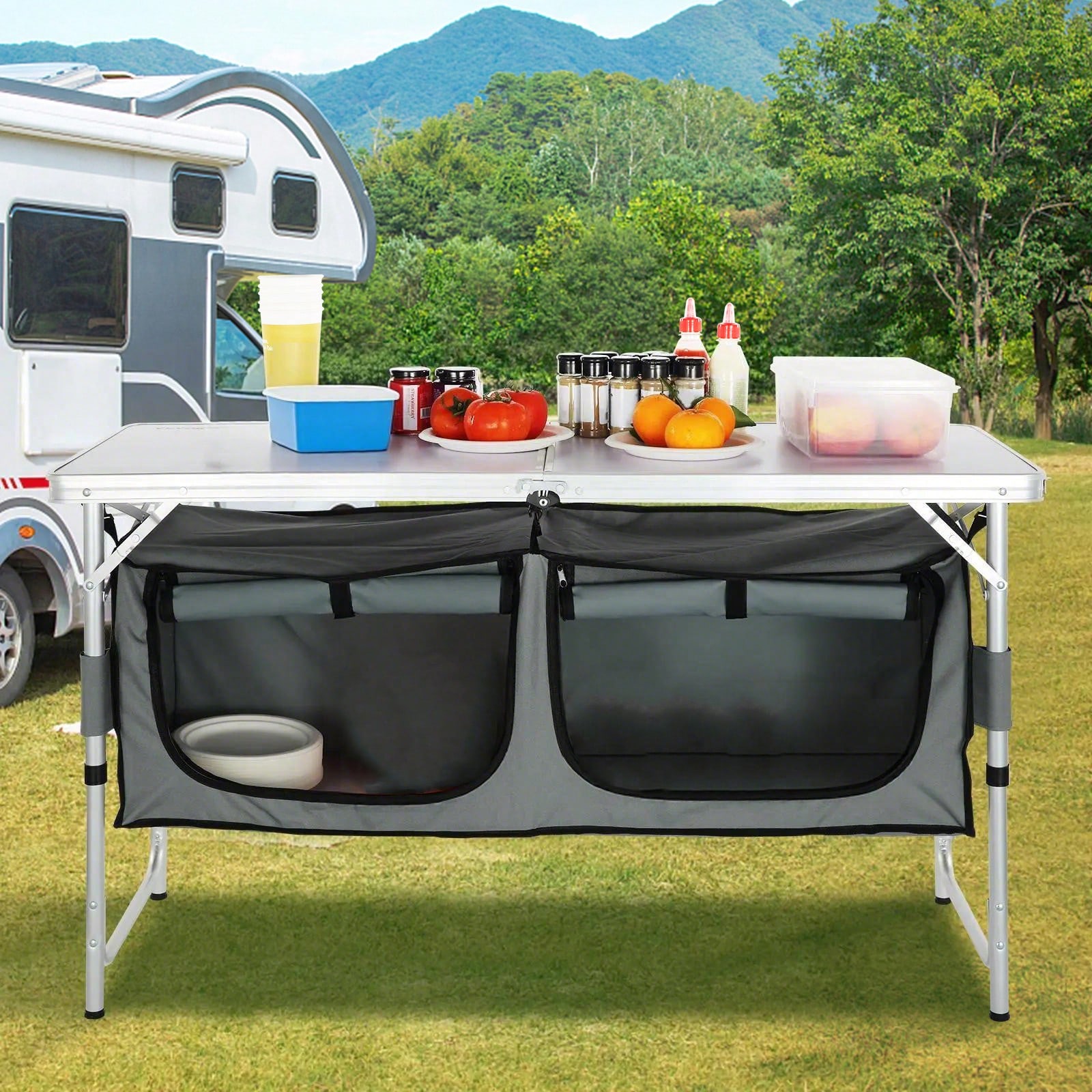 Outdoor Camping Kitchen Set - 휴대용 가방이 포함된 빠른 설치 접이식