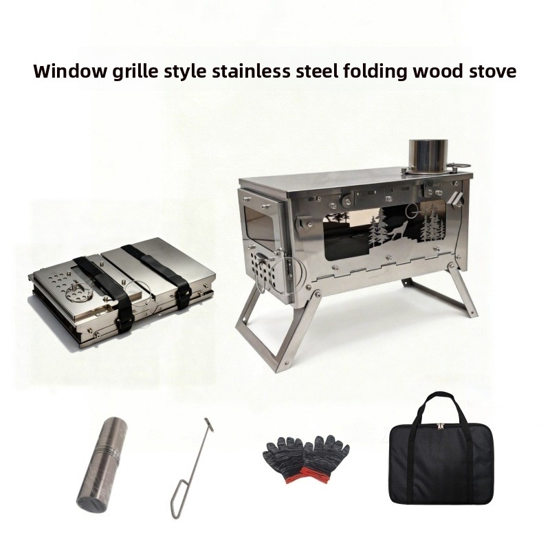 Outdoor Camping Fire Pit - 스테인리스 스틸 접이식 휴대용 나무 난로