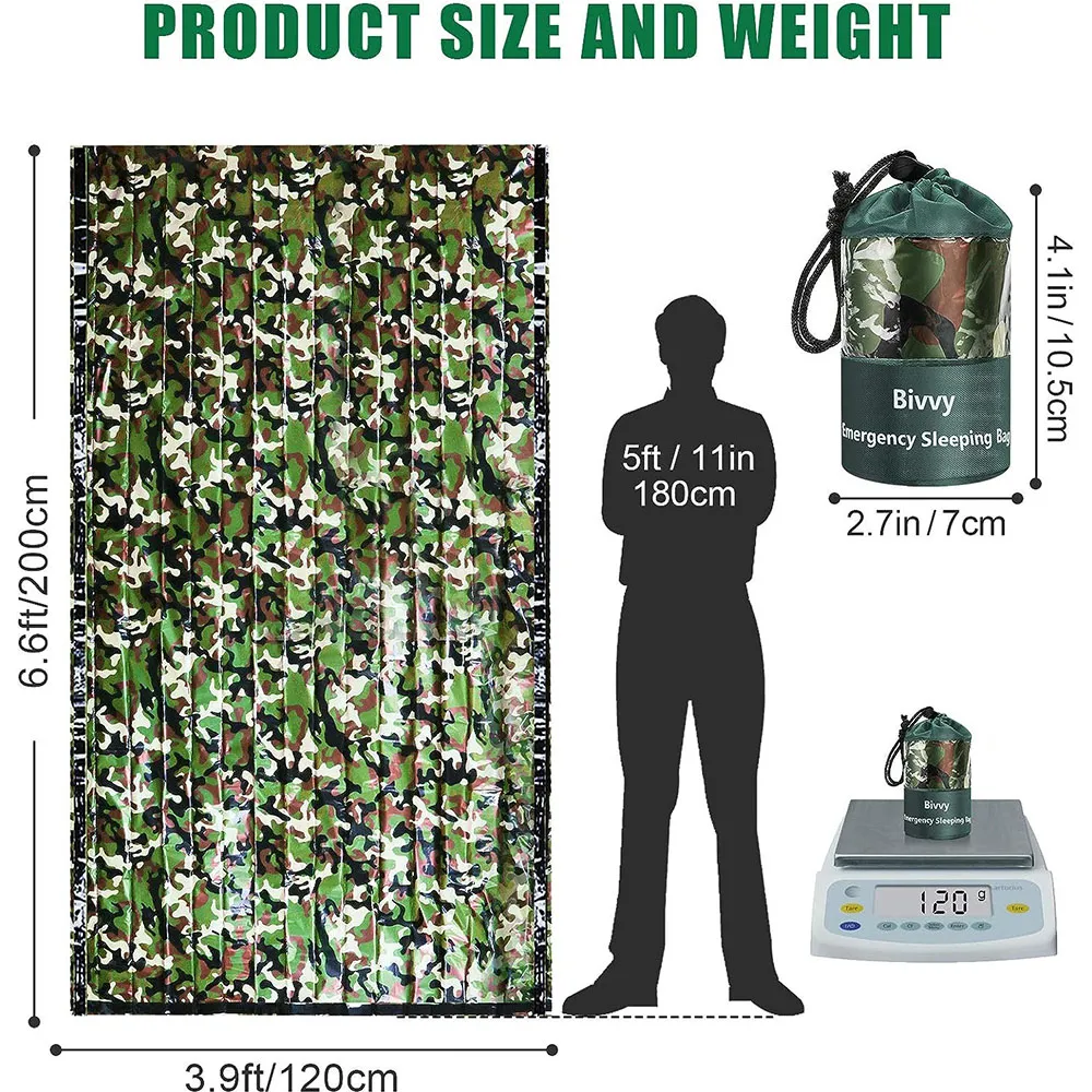 PE 비상 침낭 위장 방수 휴대용 생존 침낭, 야외 캠 - Outdoor Camping Items 리뷰 및 가격