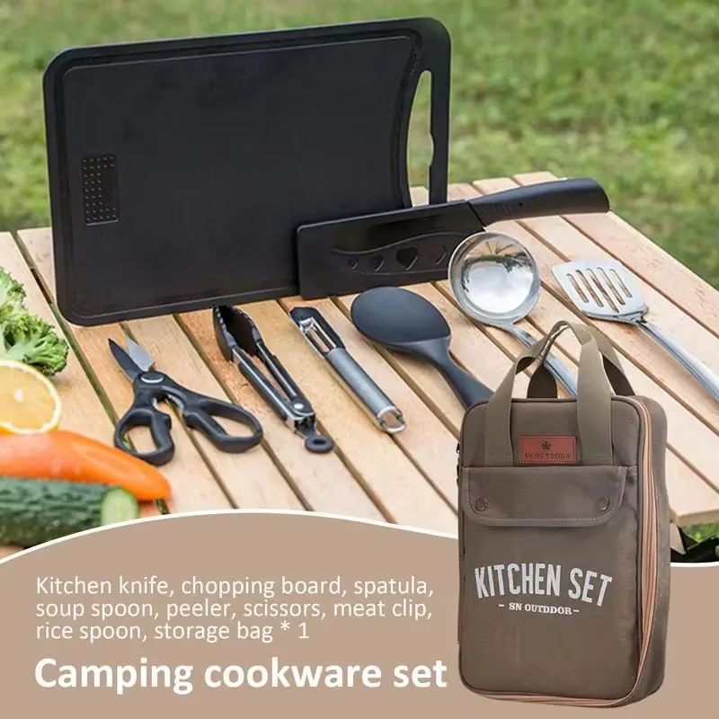 8pcs 캠핑 주방 조리기구 세트 휴대용 가방 야외 여 - Outdoor Camping Uk 리뷰 및 가격