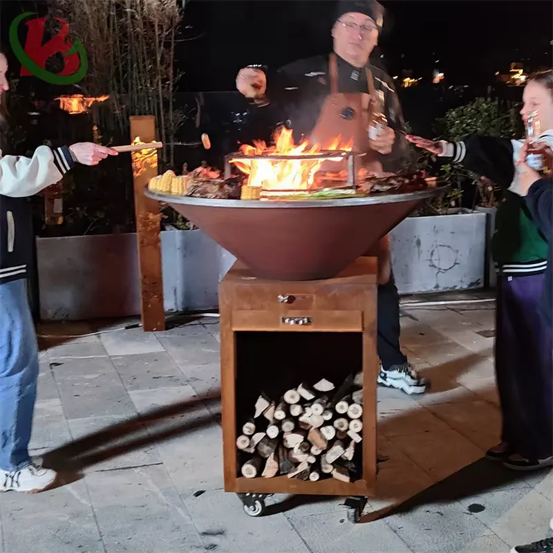 80cm 코르텐강 화덕 바베큐 그릴 휴대용 숯불 화로  - Outdoor Camping Fire Pit 리뷰 및 가격