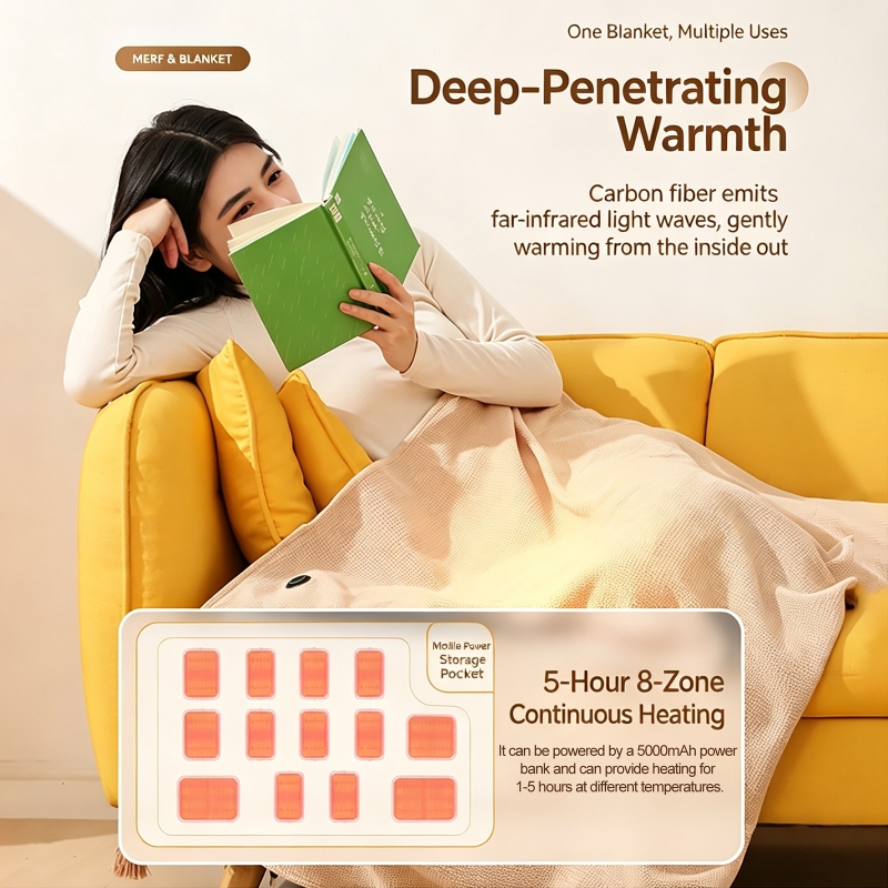 USB 전원 전기 담요 부드러운 지퍼 숄 랩 3단계 온 - Outdoor Camping Heated Blanket 리뷰 및 가격