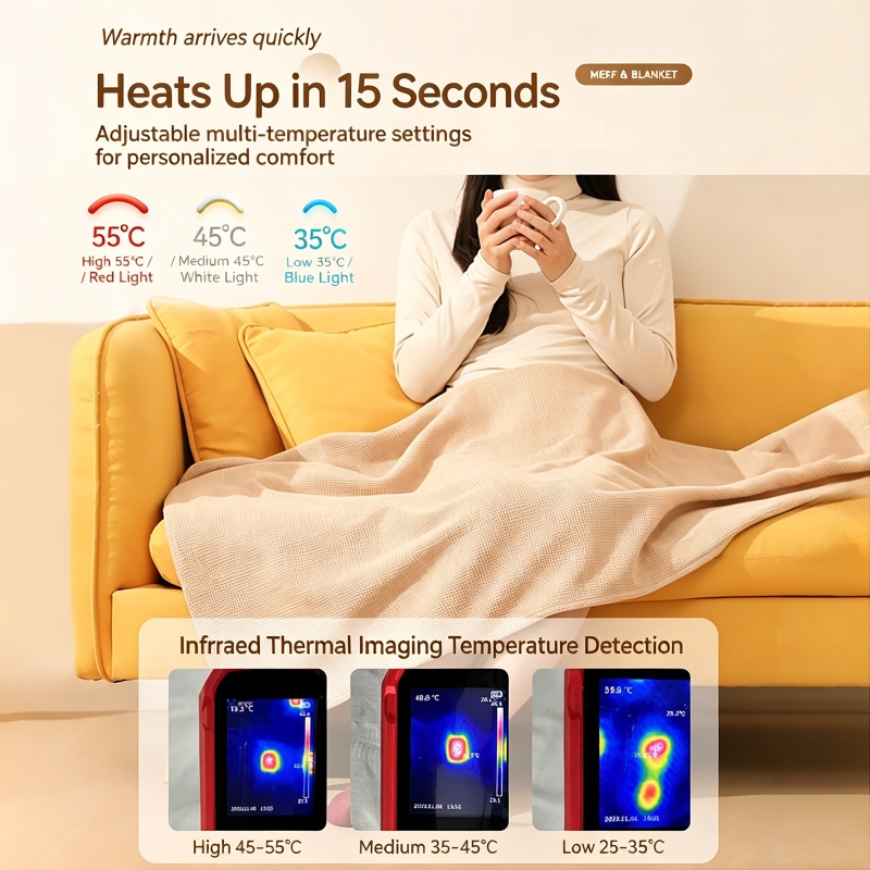 USB 전원 전기 담요 부드러운 지퍼 숄 랩 3단계 온 - Outdoor Camping Heated Blanket 리뷰 및 가격