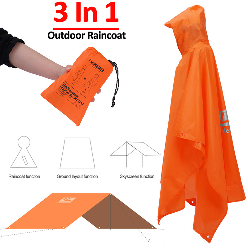 3 In 1 야외 비옷 후드 슬리브 긴 방수 비 판초  - Camping Rain Poncho 리뷰 및 가격