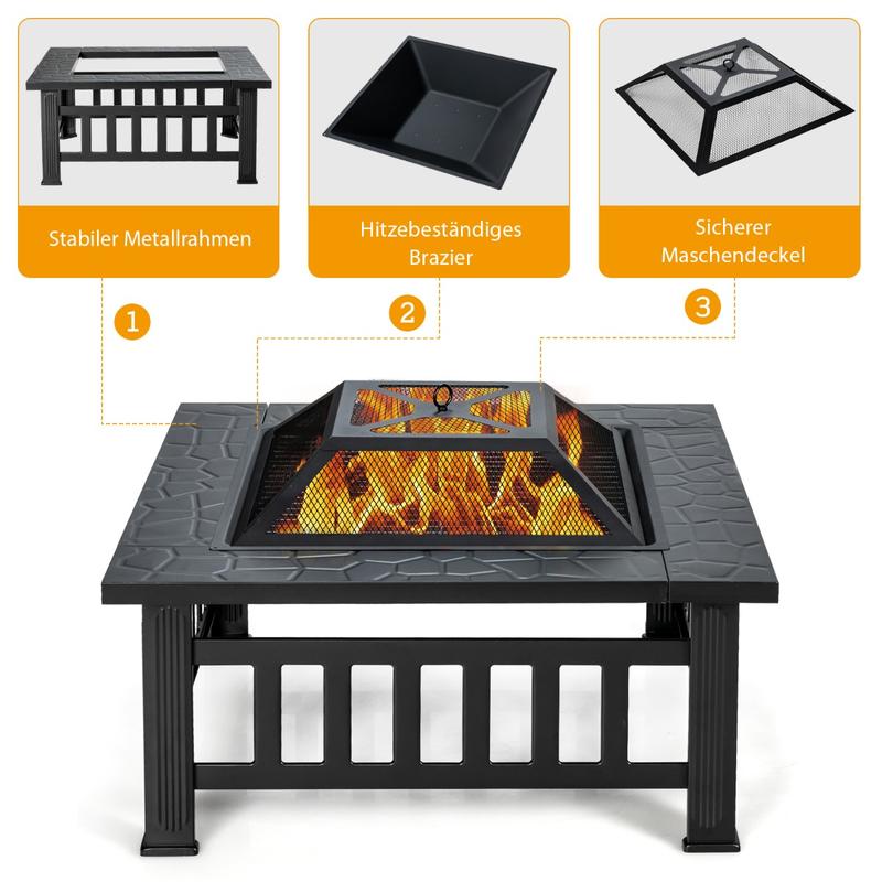32인치 3 in 1 야외 사각형 화덕 테이블 (바베큐 - Outdoor Camping Fire Pit 리뷰 및 가격