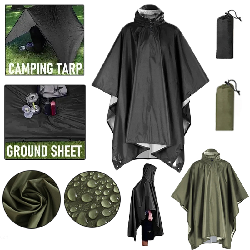야외 3 In 1 군용 비옷 후드 슬리브 방수 비 판초 - Camping Rain Poncho 리뷰 및 가격