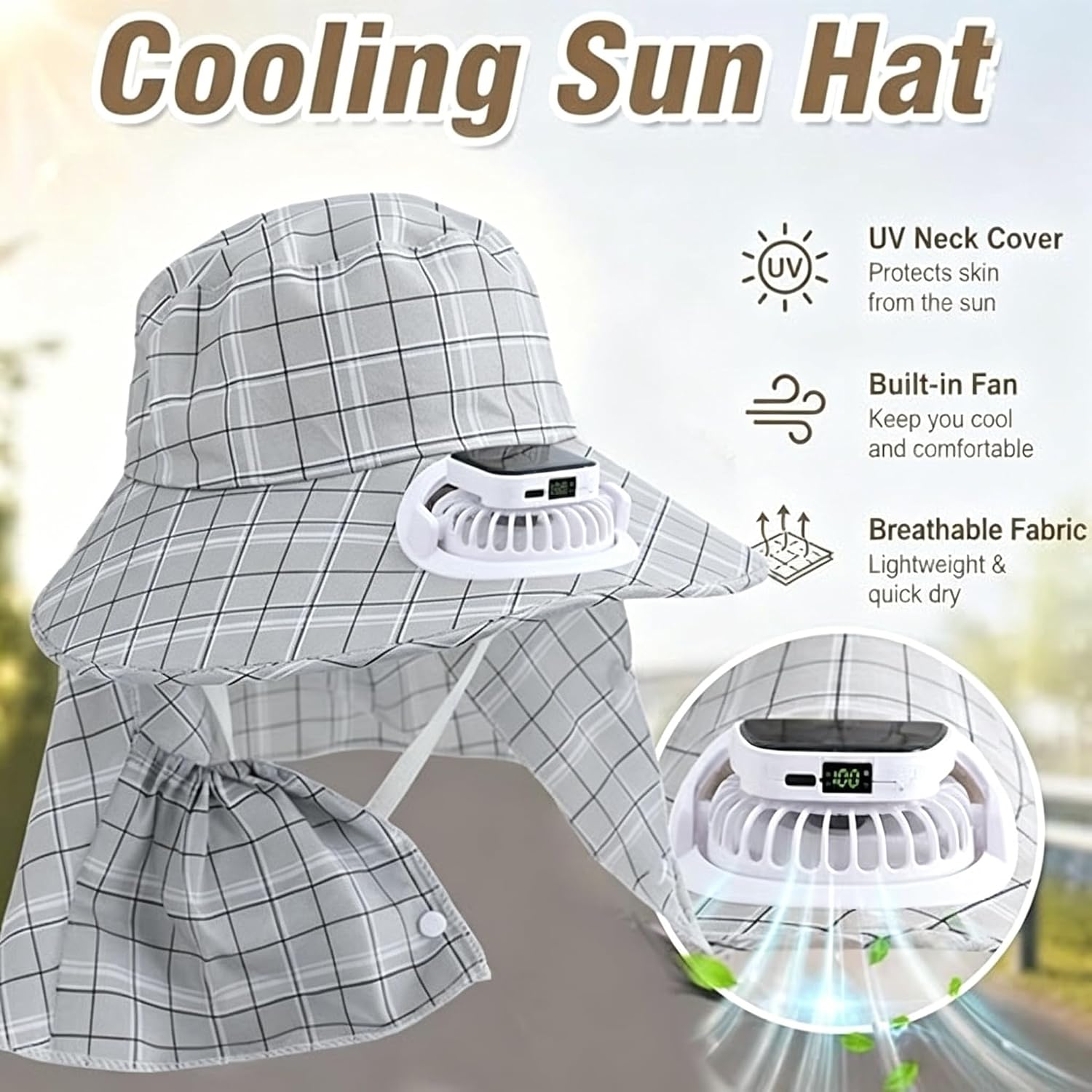 1PC 태양광 넥 가드 팬 모자 USB 충전식 팬 모자 - Outdoor Camping Fans 리뷰 및 가격