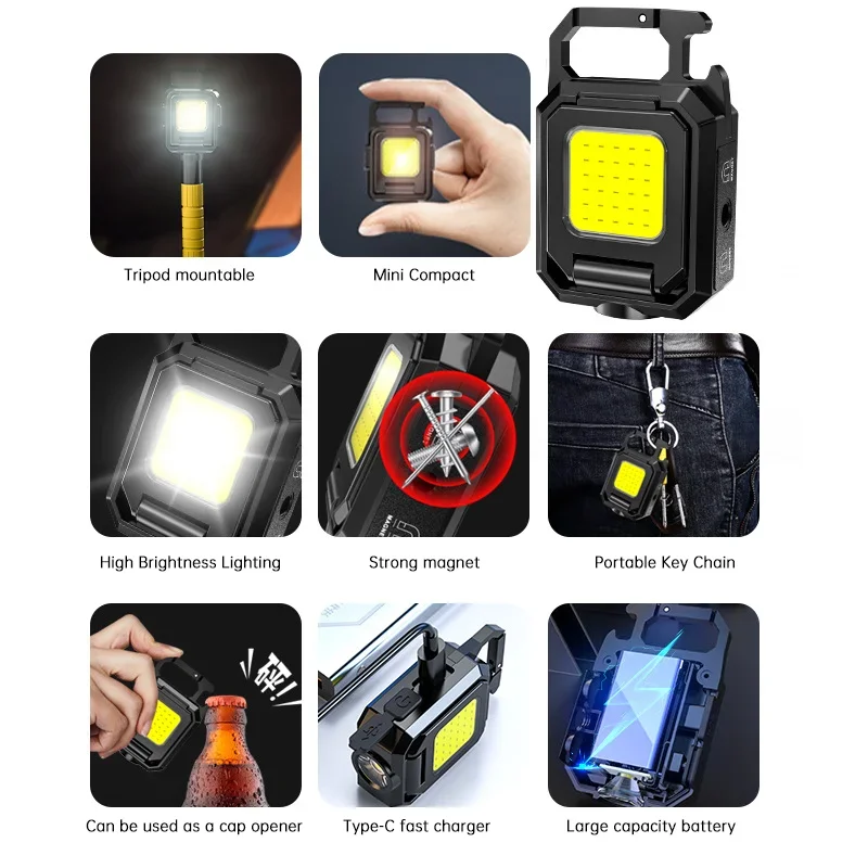 미니 손전등 키체인 라이트 COB 작업등 USB 충전식 - Outdoor Camping Lamp 리뷰 및 가격