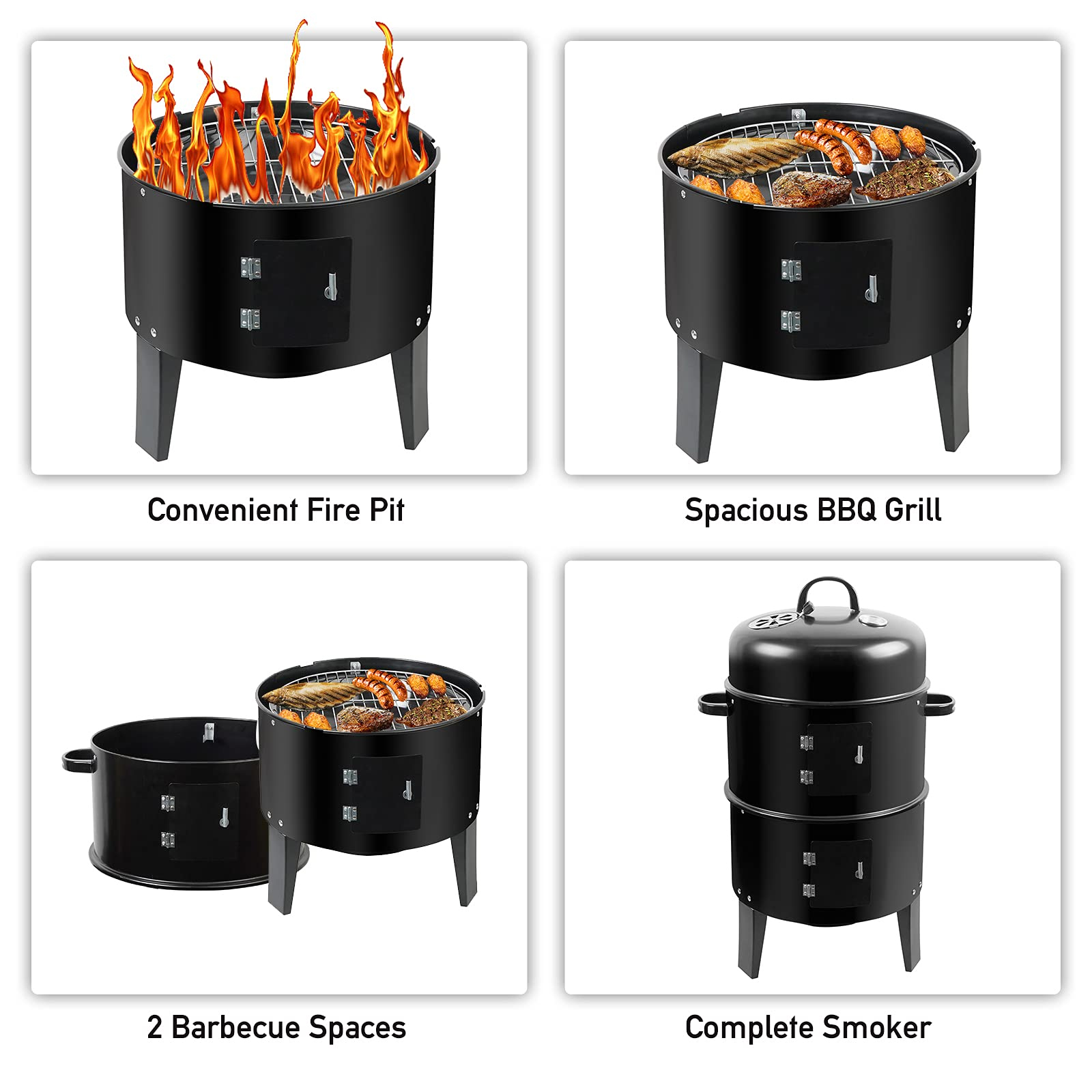 수직 바베큐 그릴 쿠커 숯불 그릴 온도계 야외 정원 뒷 - Outdoor Camping Fire Pit 리뷰 및 가격