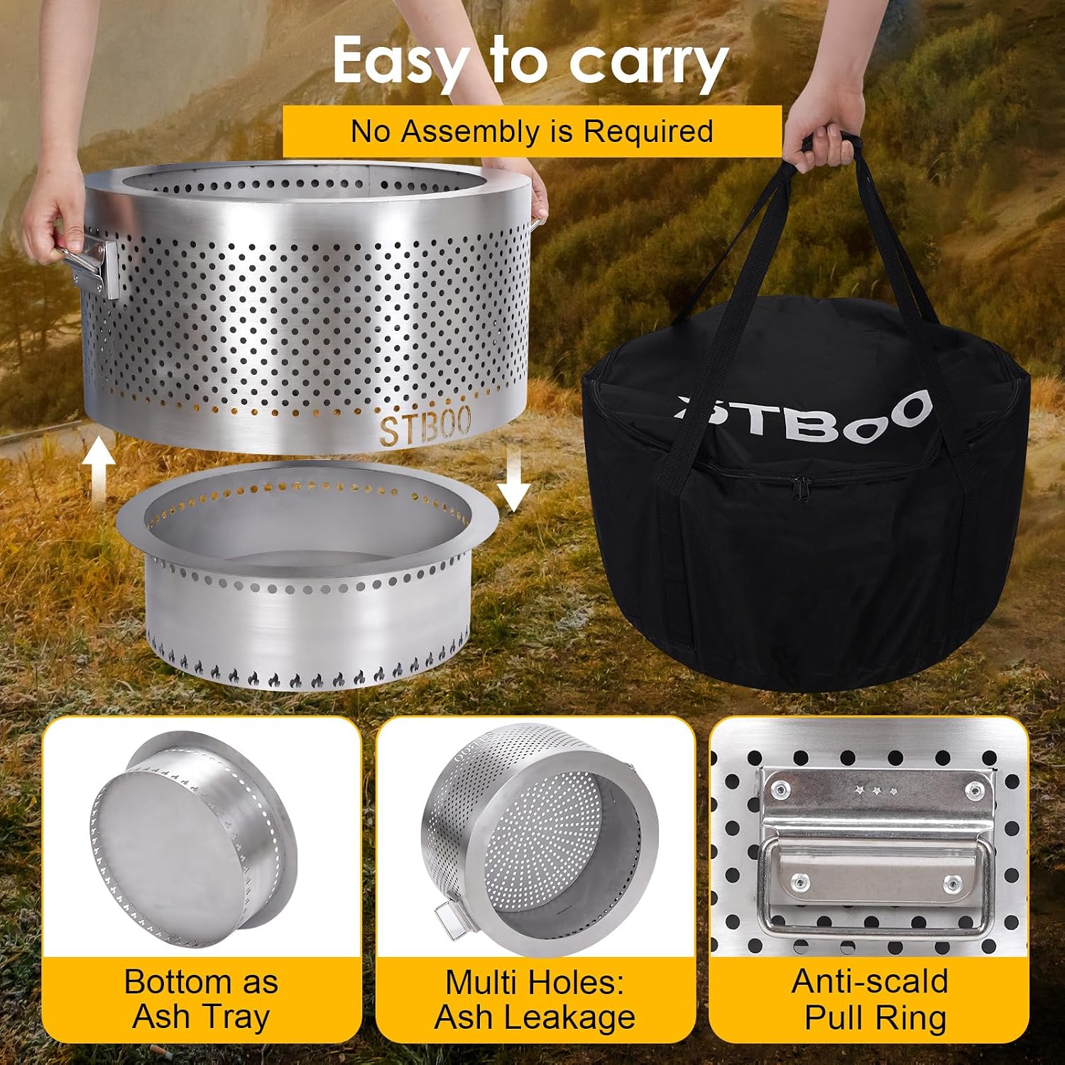 20인치 대형 화덕 - 휴대용 보관함이 있는 야외용 화 - Outdoor Camping Fire Pit 리뷰 및 가격
