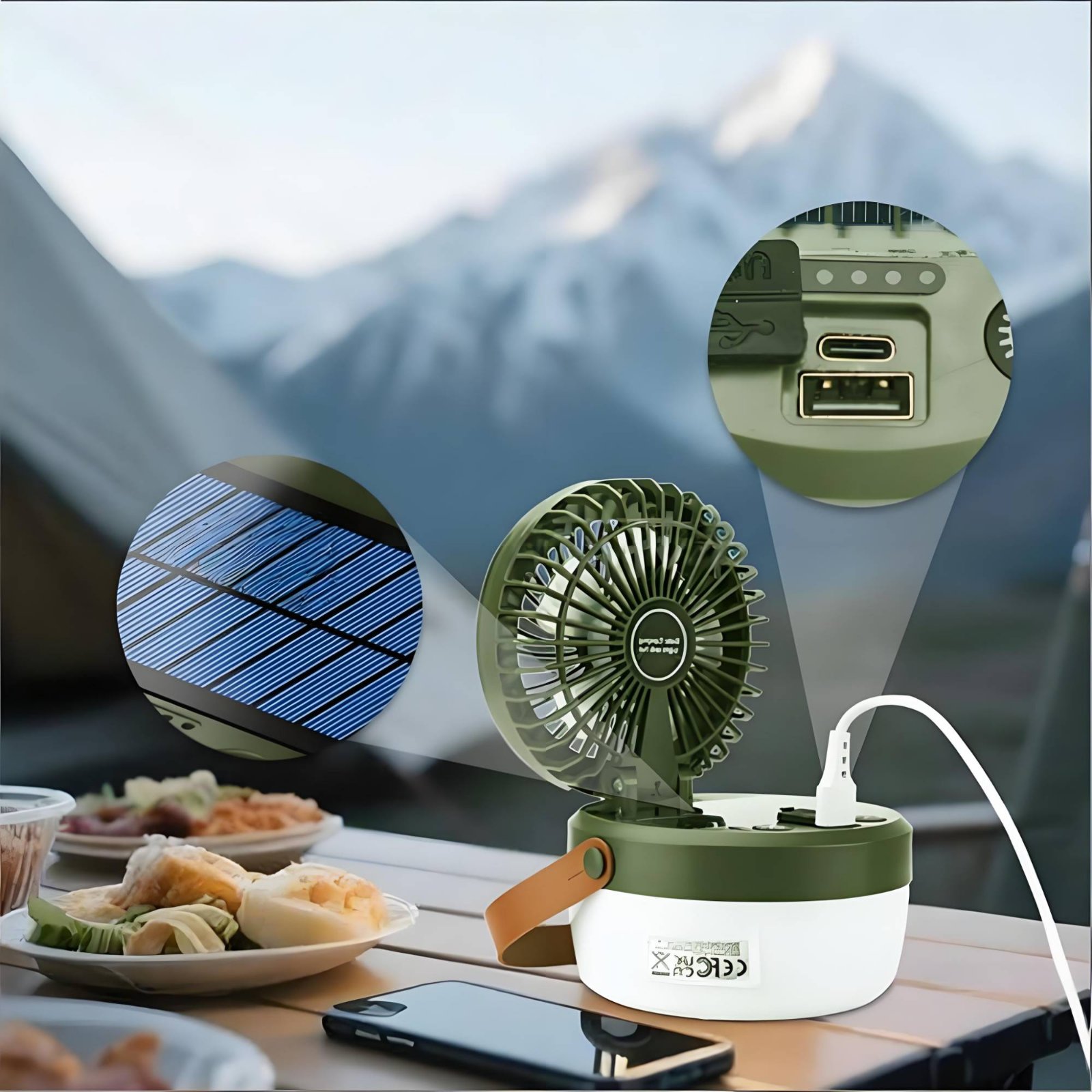 태양광 캠핑 팬 랜턴 접이식 디자인 3중 기능 캠프 랜 - Outdoor Camping Fans 리뷰 및 가격