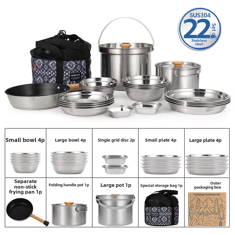 NOBANA 최신 야외 스테인레스 스틸 냄비 세트 캠핑 - Outdoor Camping Kitchen Set 리뷰 및 가격