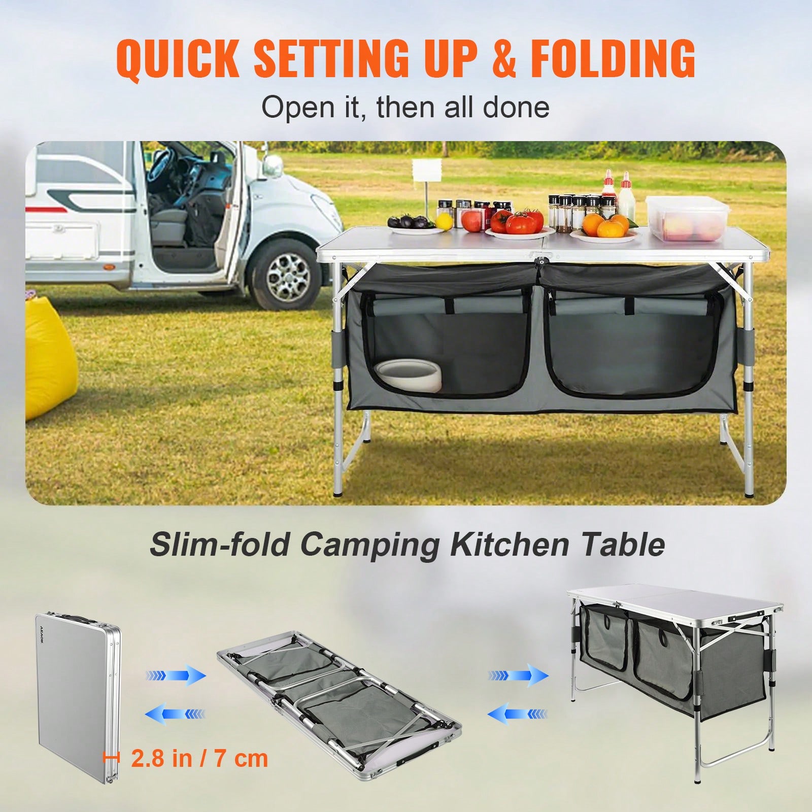휴대용 가방이 포함된 빠른 설치 접이식 캠핑 주방 테이 - Outdoor Camping Kitchen Set 리뷰 및 가격