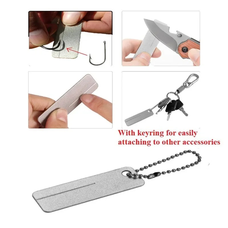 미니 다이아몬드 연마석 열쇠고리 도구 낚시 바늘, 칼, - Outdoor Camping Knife 리뷰 및 가격