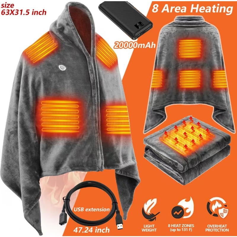 2025년 신제품 USB 가열 숄 블랭킷, 야외 캠핑  - Outdoor Camping Heated Blanket 리뷰 및 가격